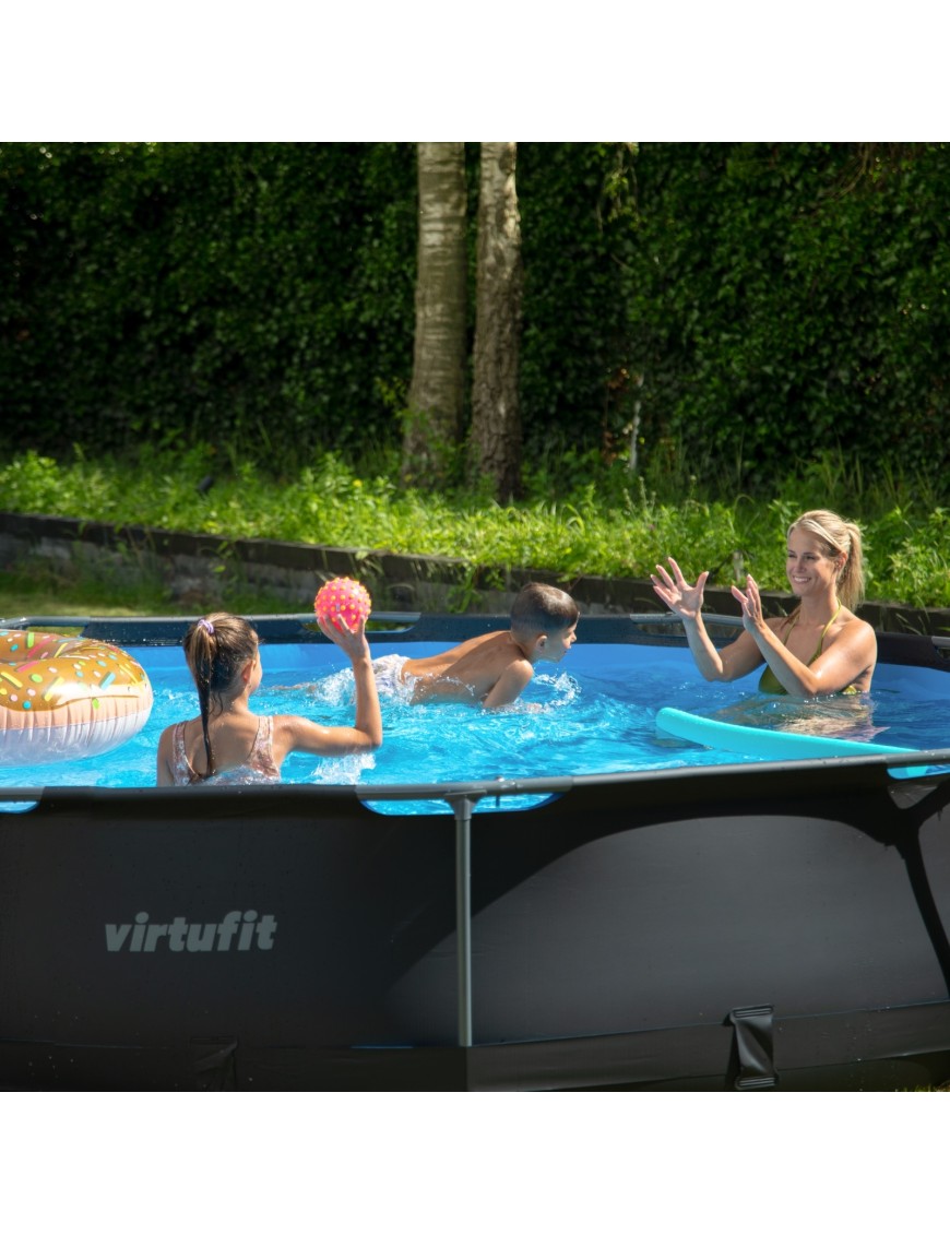 VIRTUFIT OKRĄGŁY BASEN 305 CM Z POMPĄ FILTRUJĄCĄ ANTRACYTOWY