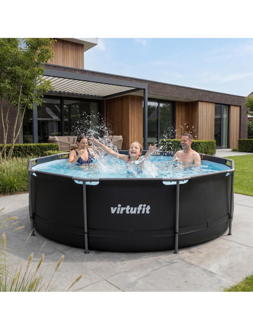 VIRTUFIT OKRĄGŁY BASEN 366 CM Z POMPĄ FILTRUJĄCĄ ANTRACYTOWY