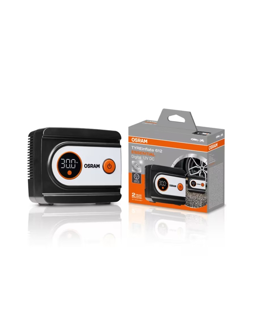 OSRAM TYREinflate 612 ESSENTIAL OTI612ESN – 12 V Digital Tyre Inflator, 6.9 bar