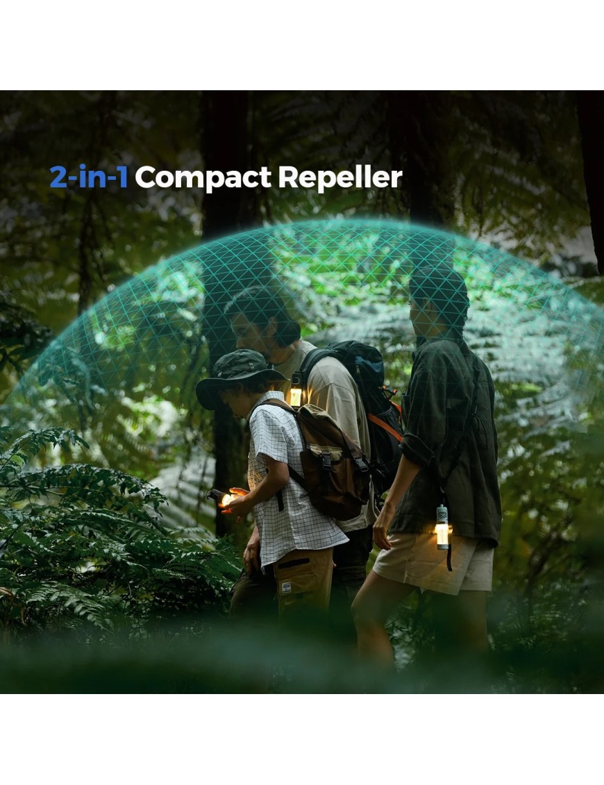 FLEXTAIL TINY REPELLER S – 2-in-1 Mosquito Repeller & 400 lm Camp Light, Green, No Mats