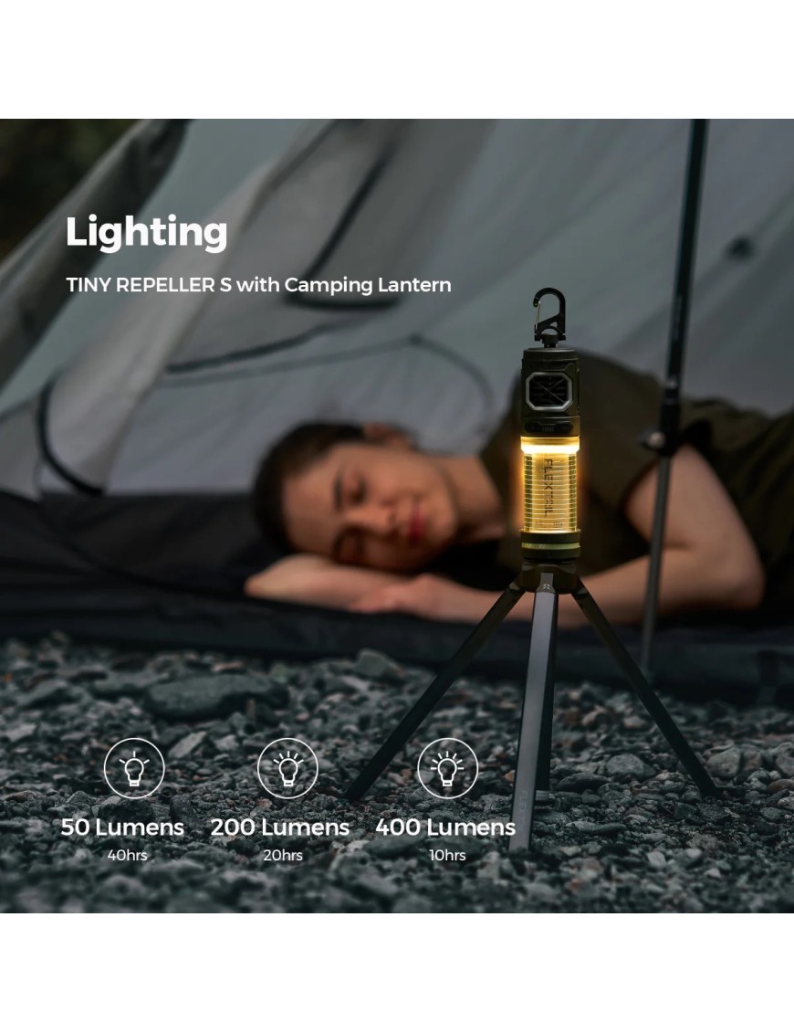 FLEXTAIL TINY REPELLER S – 2-in-1 Mosquito Repeller & 400 lm Camp Light, Green, No Mats