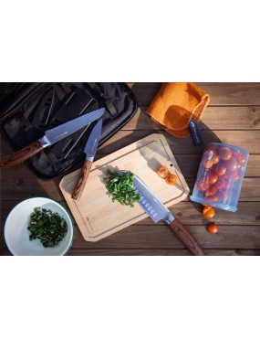 GSI Outdoors RAKAU Knife Set – 3-Piece Camping Knife Set with Board and Case
