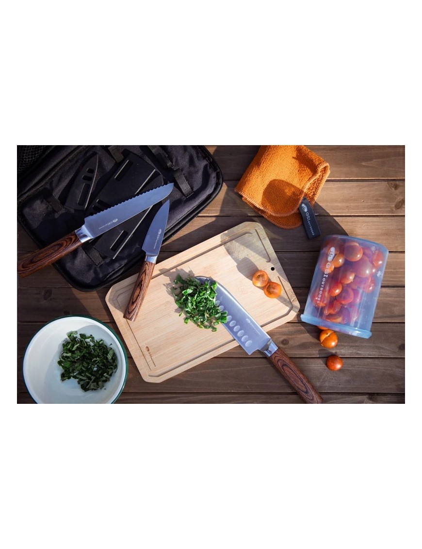 GSI Outdoors RAKAU Knife Set – 3-Piece Camping Knife Set with Board and Case