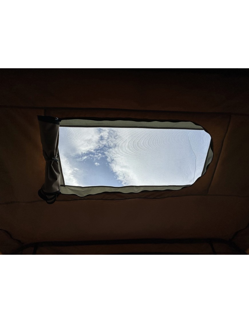 Escape VARIO 210 – hard-shell rooftop tent for 4–5 people, sand, white shell