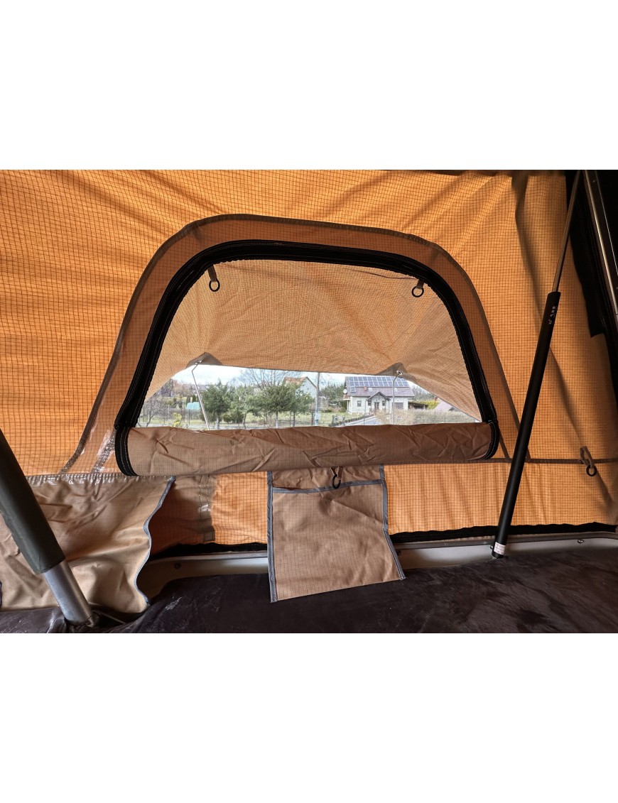 Escape VARIO 210 – hard-shell rooftop tent for 4–5 people, sand, white shell