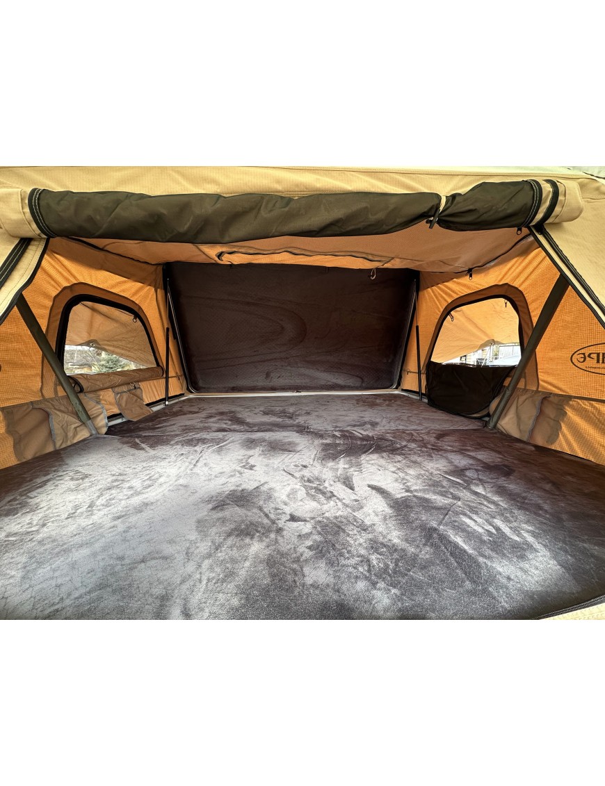 Escape VARIO 210 – hard-shell rooftop tent for 4–5 people, sand, white shell