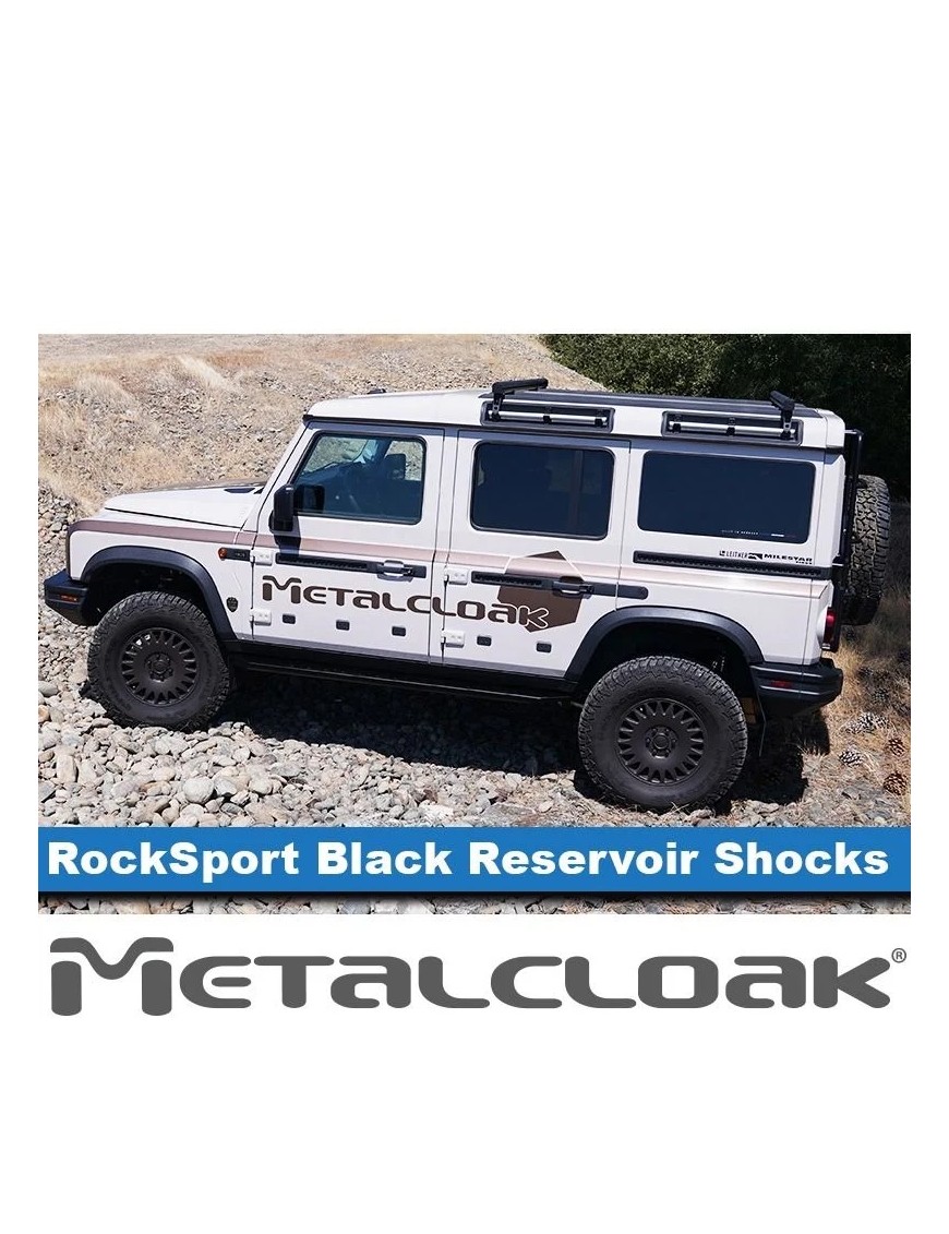 MetalCloak RockSport BLACK – Ineos Grenadier Rear Reservoir Shocks, 2.5 in Body, 8-Position Adjustable