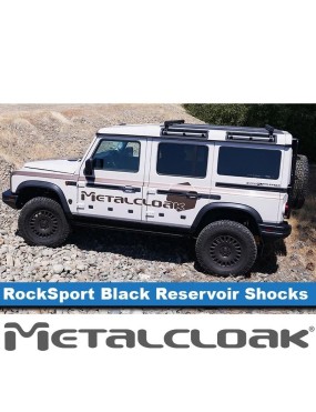 MetalCloak RockSport BLACK – Ineos Grenadier Rear Reservoir Shocks, 2.5 in Body, 8-Position Adjustable