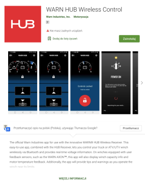 WARN BEZPRZEWODOWY SYSTEM STEROWANIA DO WYCIĄGAREK ATV VRX 25 35 45  pilot na telefon IOS Android 