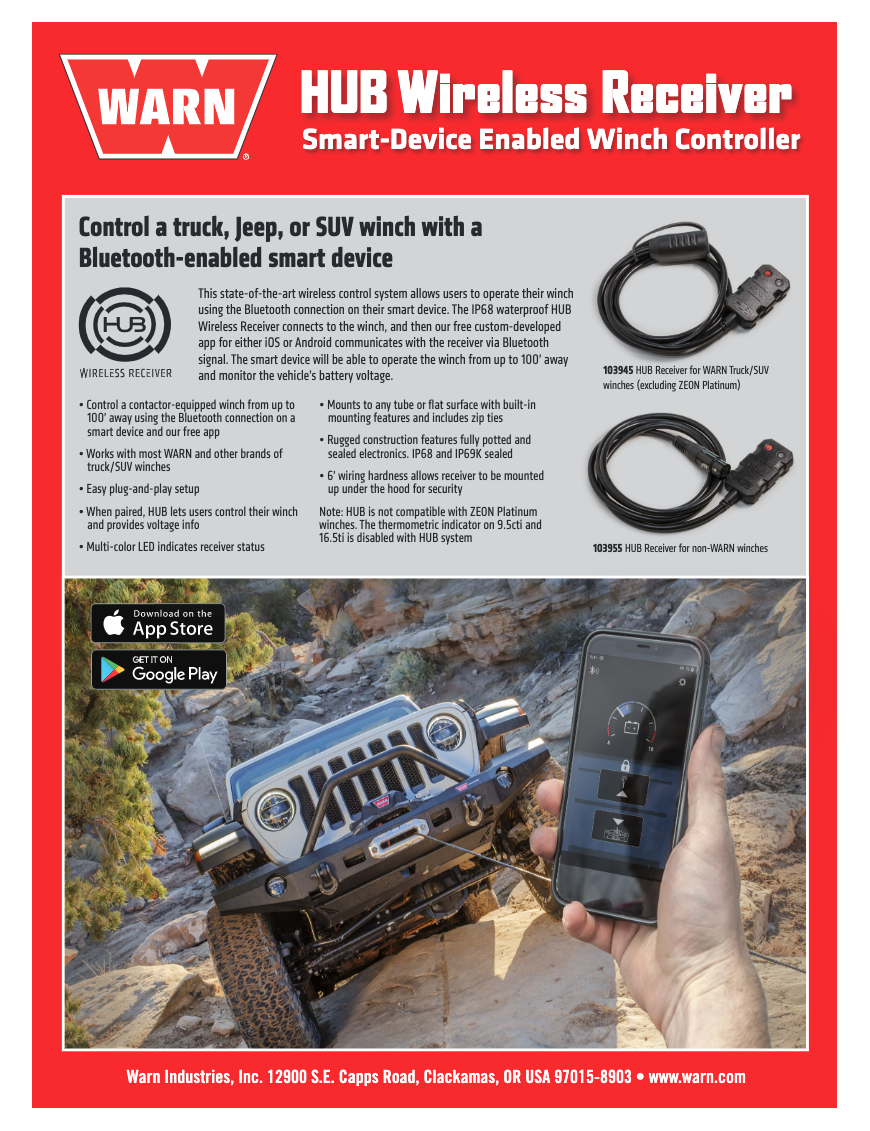 WARN HUB 103950  BEZPRZEWODOWY SYSTEM STEROWANIA DO WYCIĄGAREK WARN VR EVO