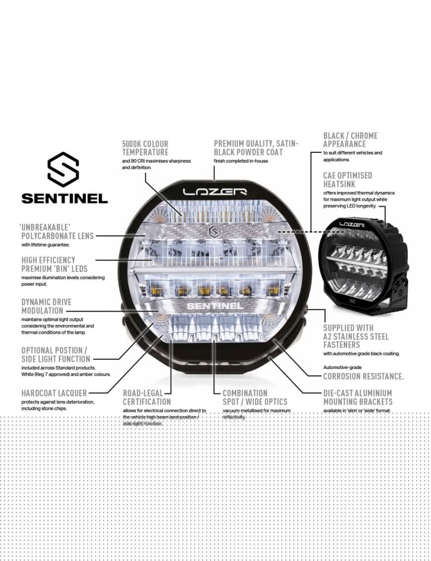 LAZER Sentinel 9" Chrome - round LED lamp